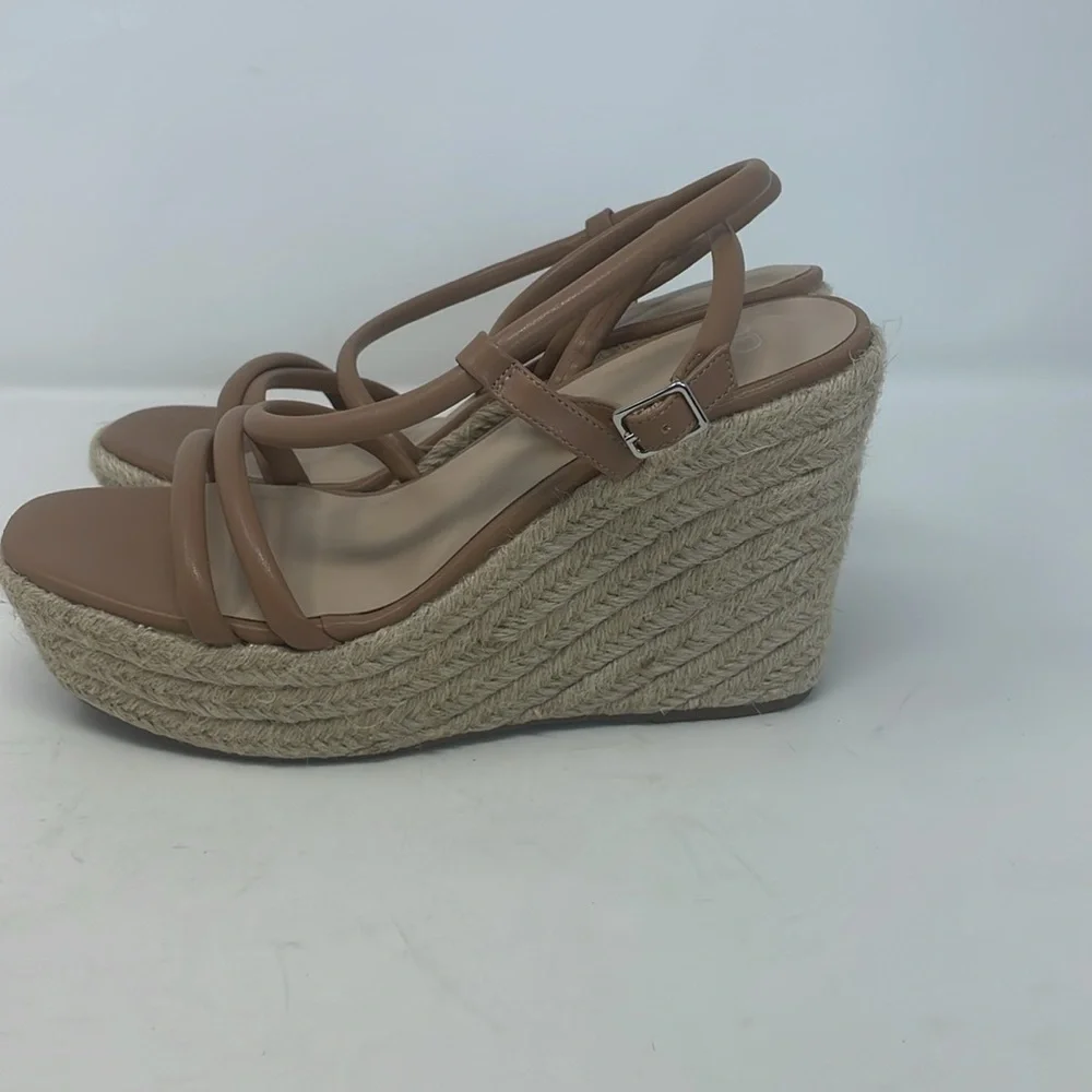BP Nude Platform Heel Espadrille Sandals Size 8.5 Excellent Condition - Picture 3 of 13